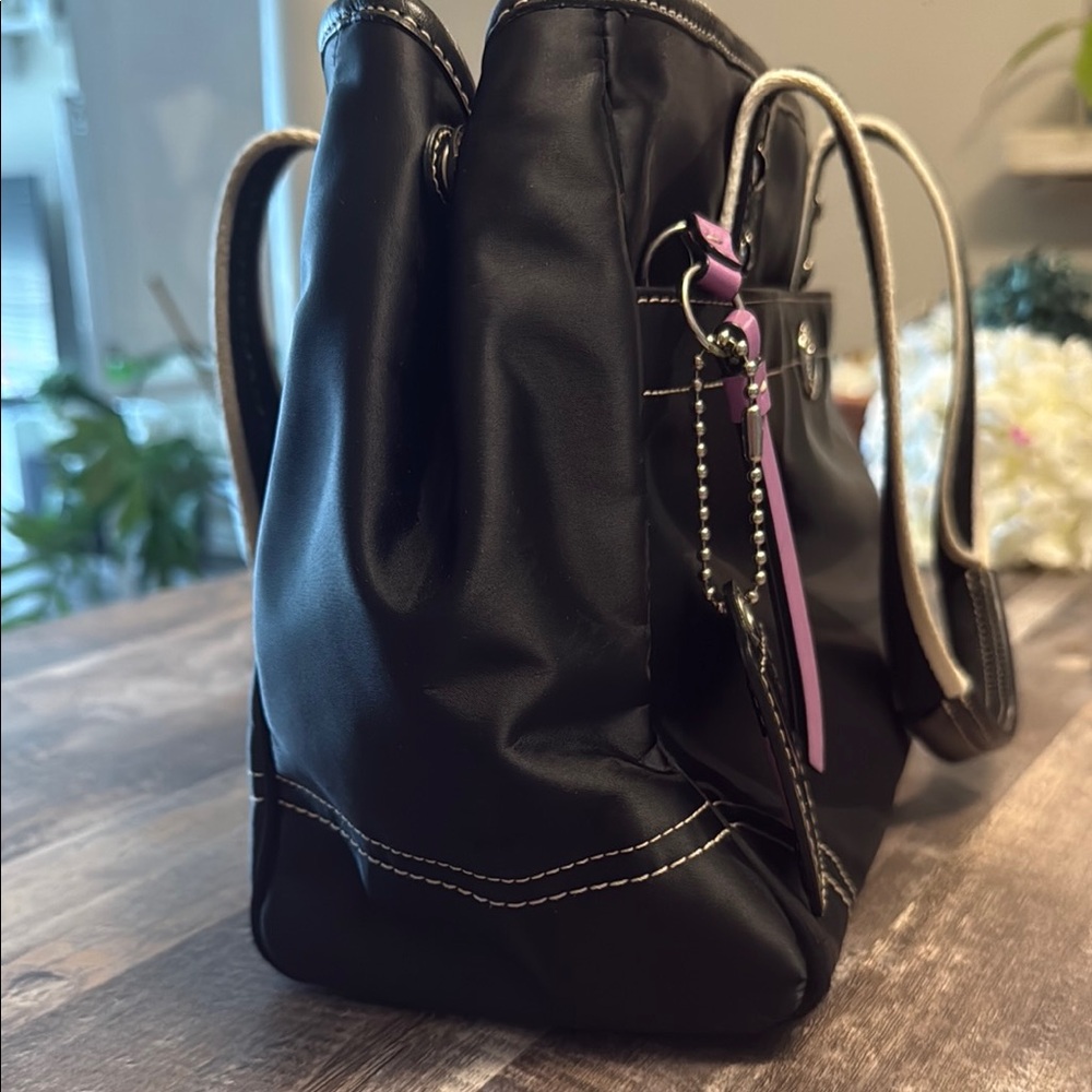Coach Hampton Tote Black Nylon & Leather Shoulder Han… - Gem